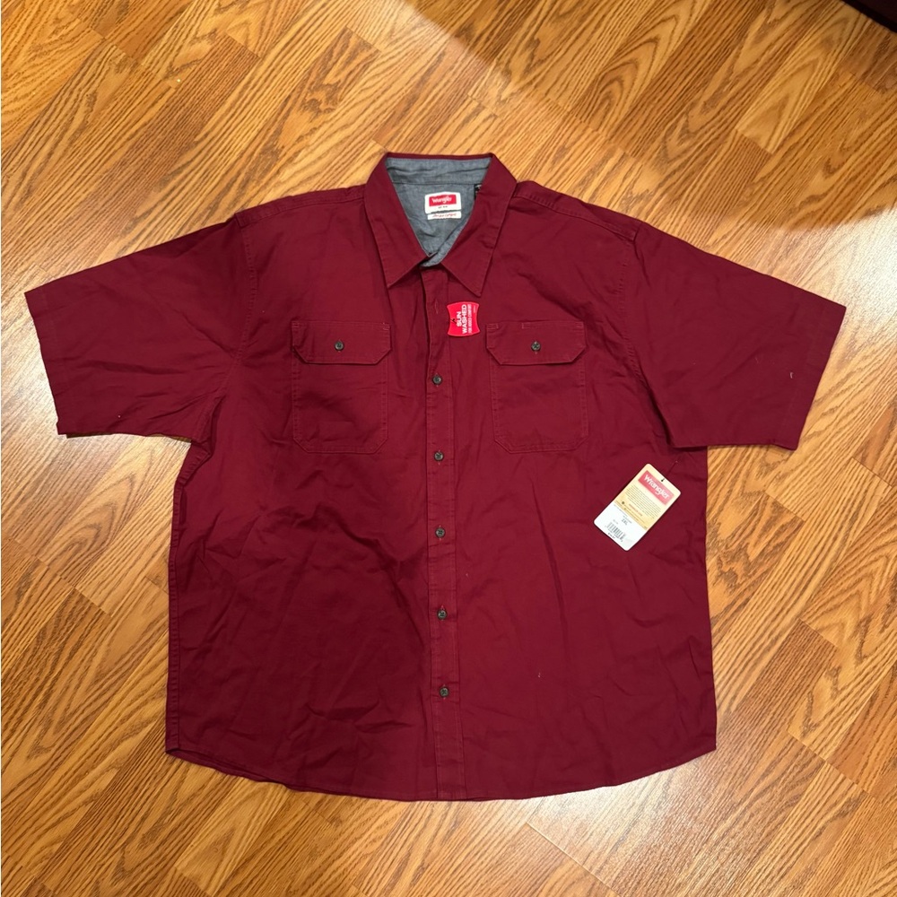Wrangler Red Casual Button Down Shirt Relaxed Fit